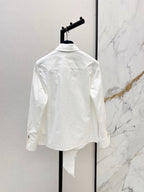 White Big Bow Collar Long Sleeve Shirt