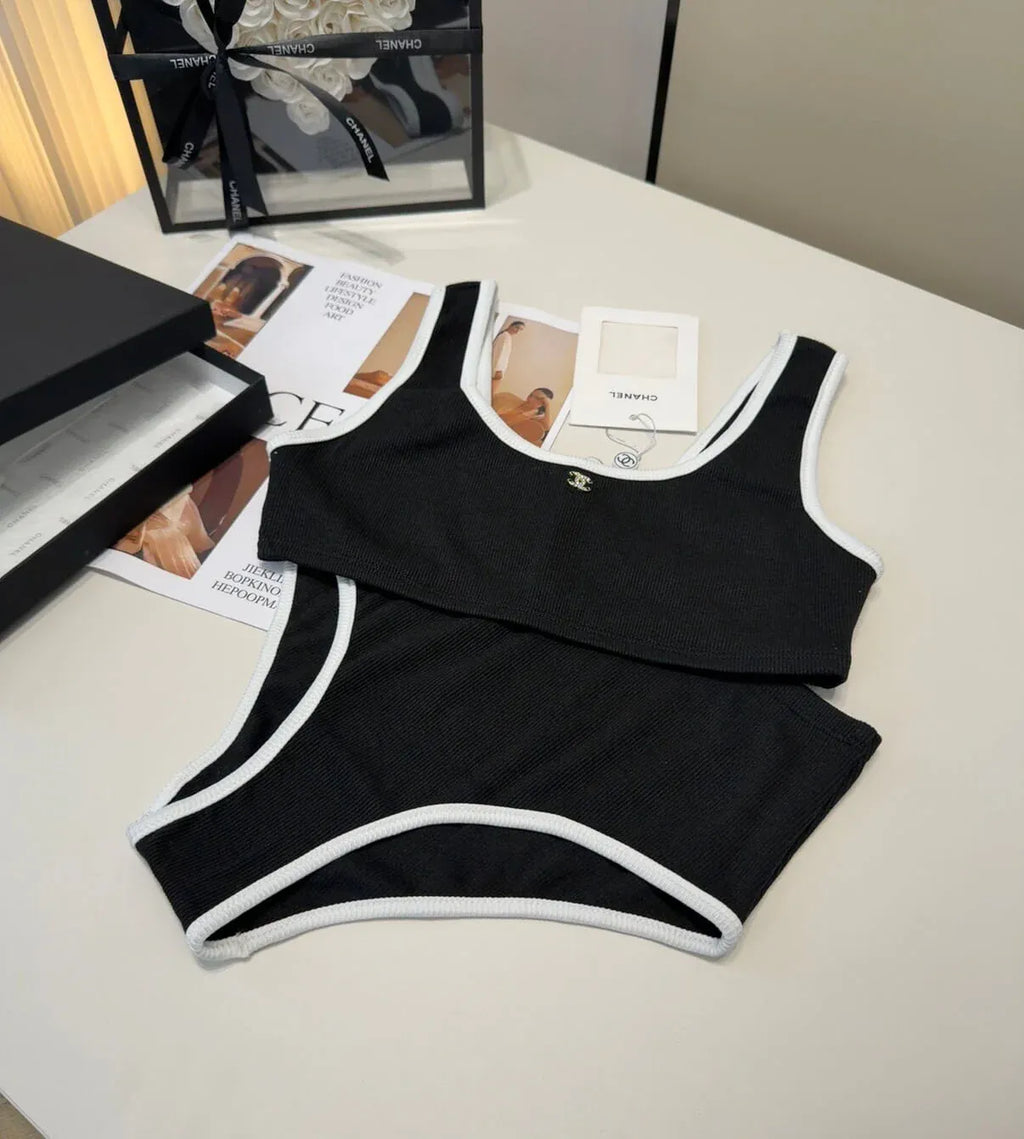 Crop Top High-Waist Swimsuit Set