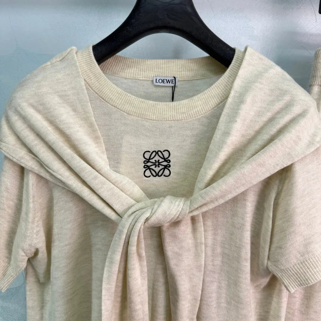 Tie Shawl Knit Two-Piece Set