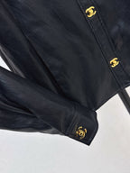 Point Collar Cropped Leather Coat