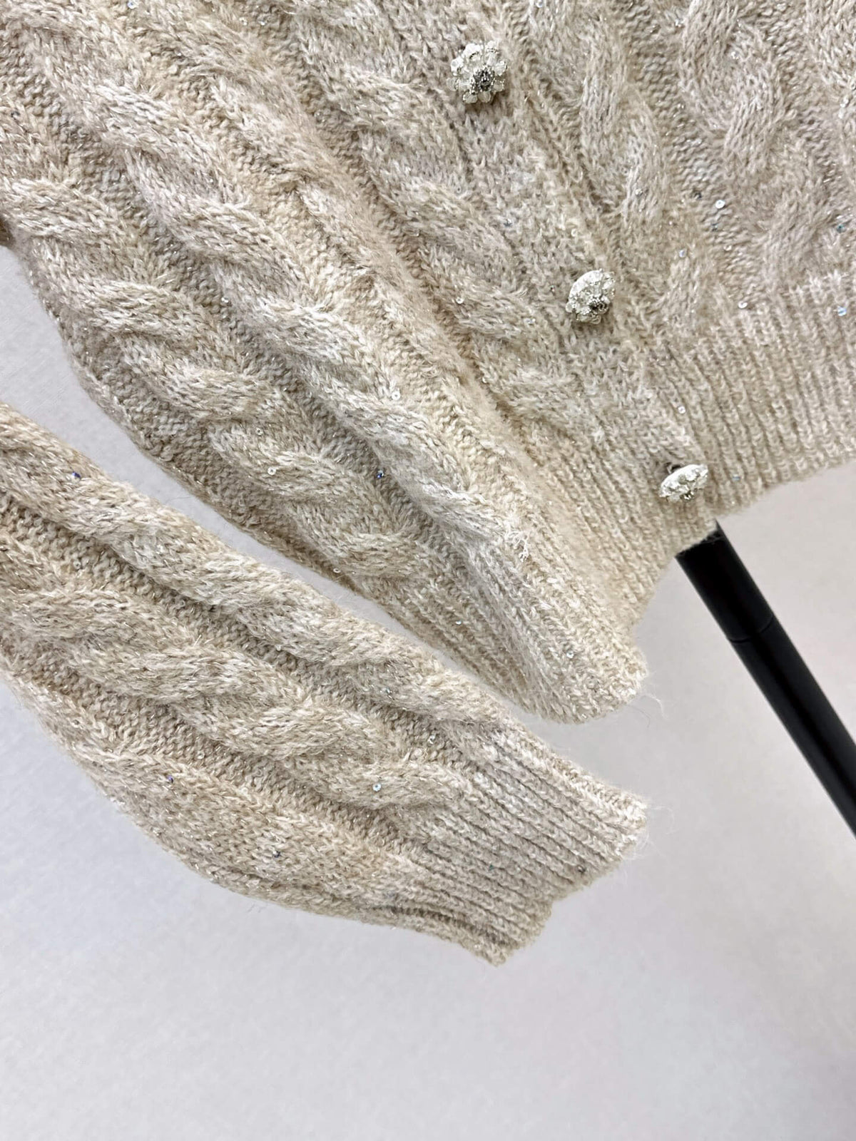 Cable Knit V-Neck Cardigan