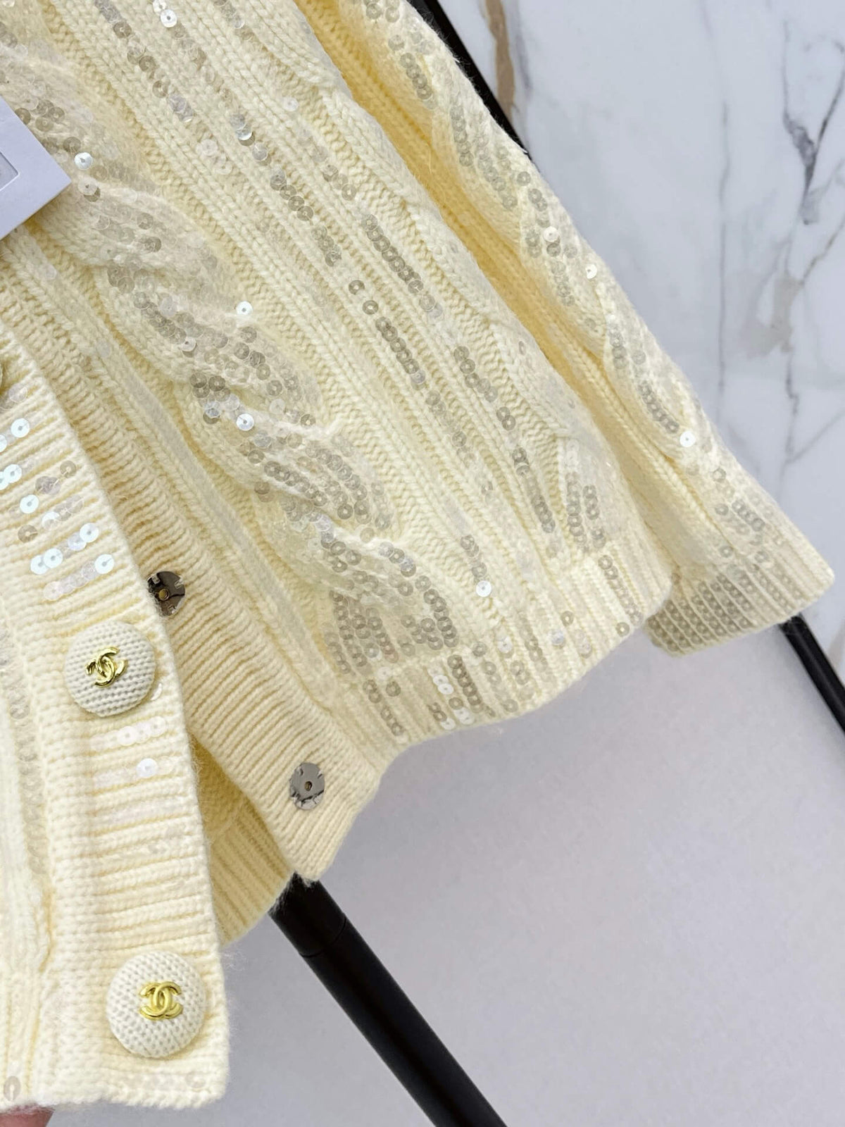 Pale Yellow Twist Knit Sweater Coat