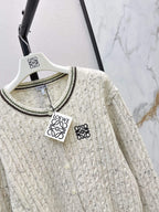 Speckled Cable Knit Crew Neck Cardigan