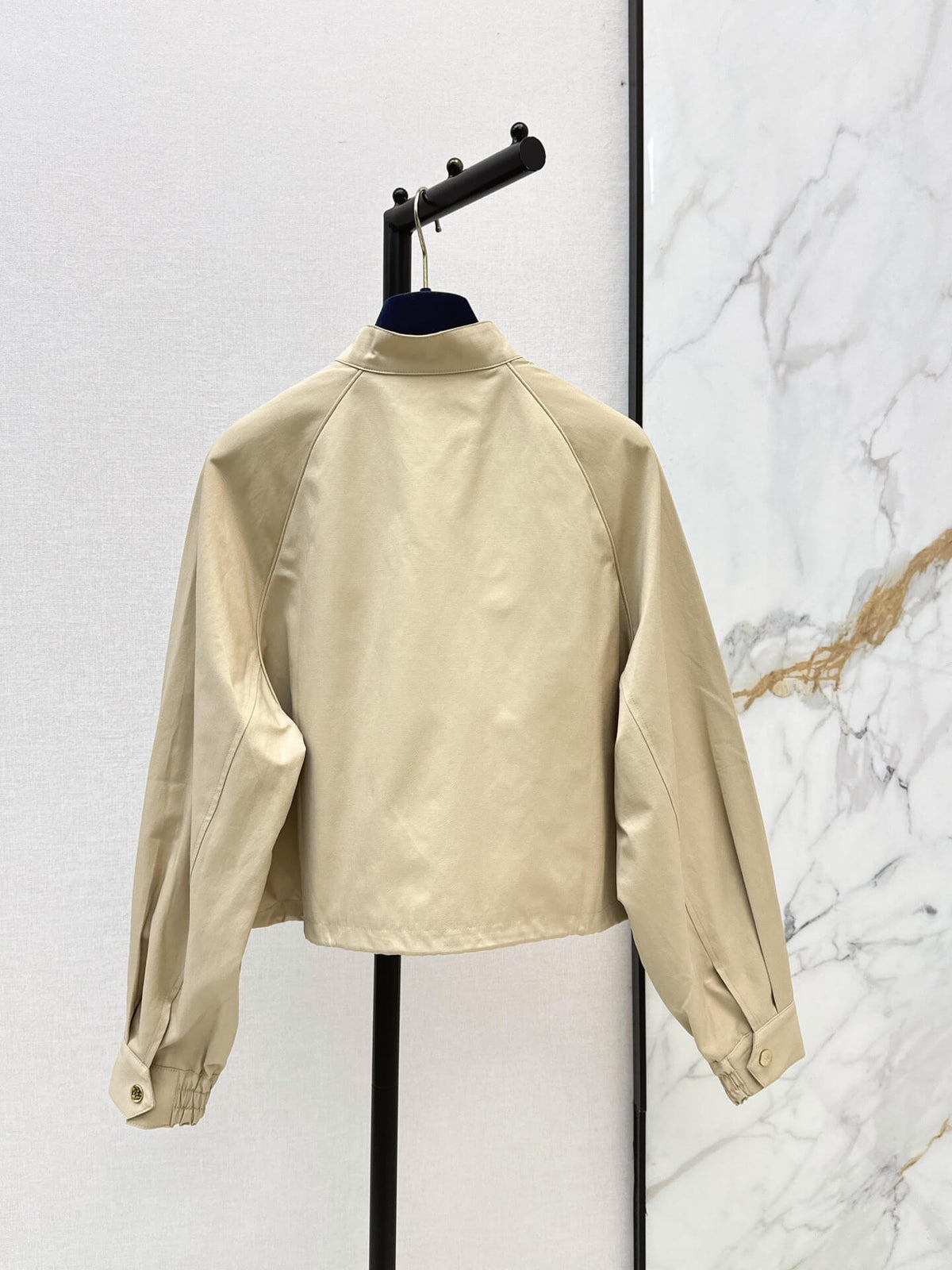 Stand Collar Label Cropped Jacket