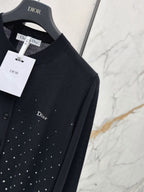 Gradient Rhinestone Crew Neck Cardigan