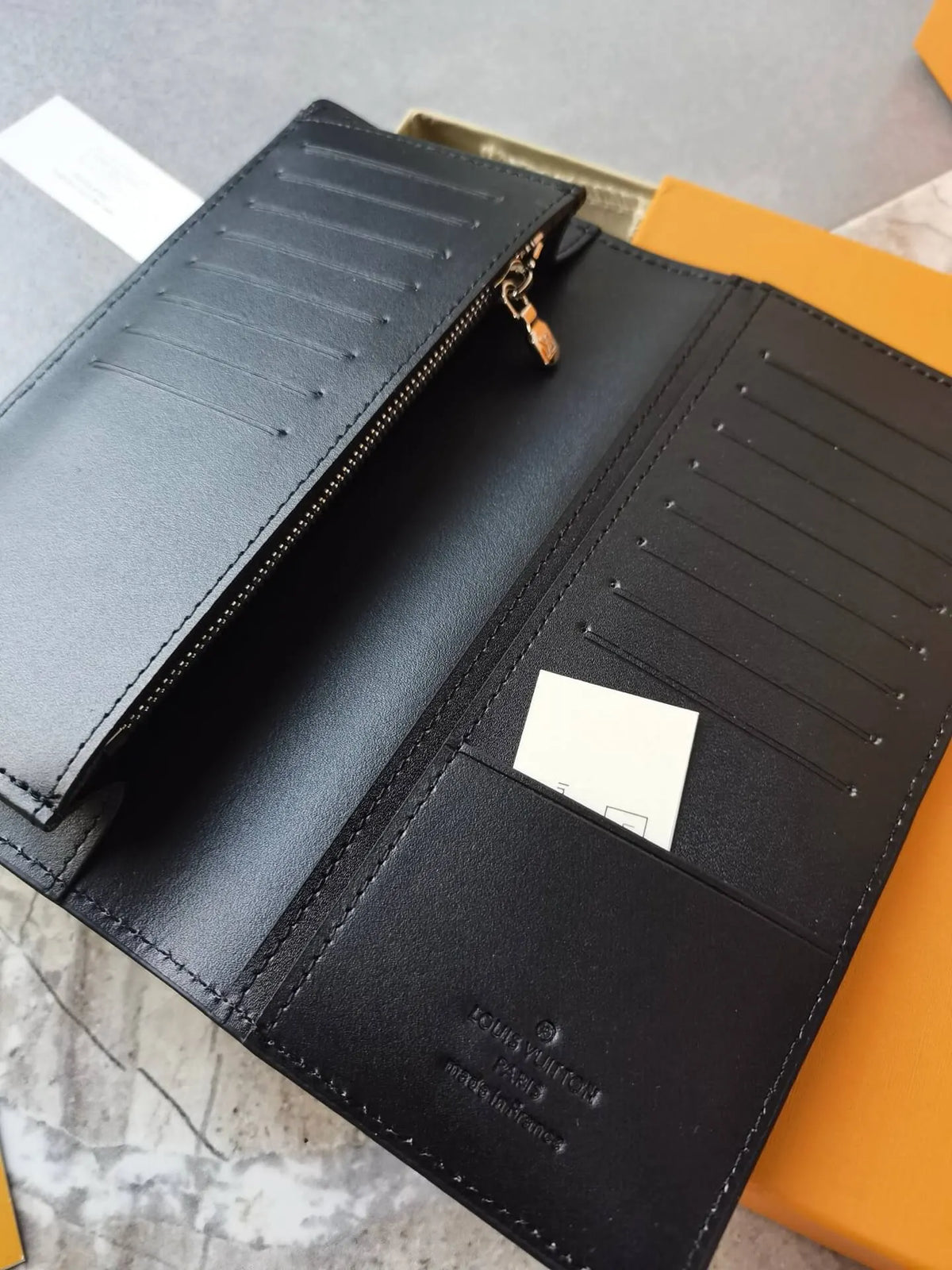 Black Embossed Long Wallet