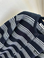 Stripe Crew Neck Knit Cardigan