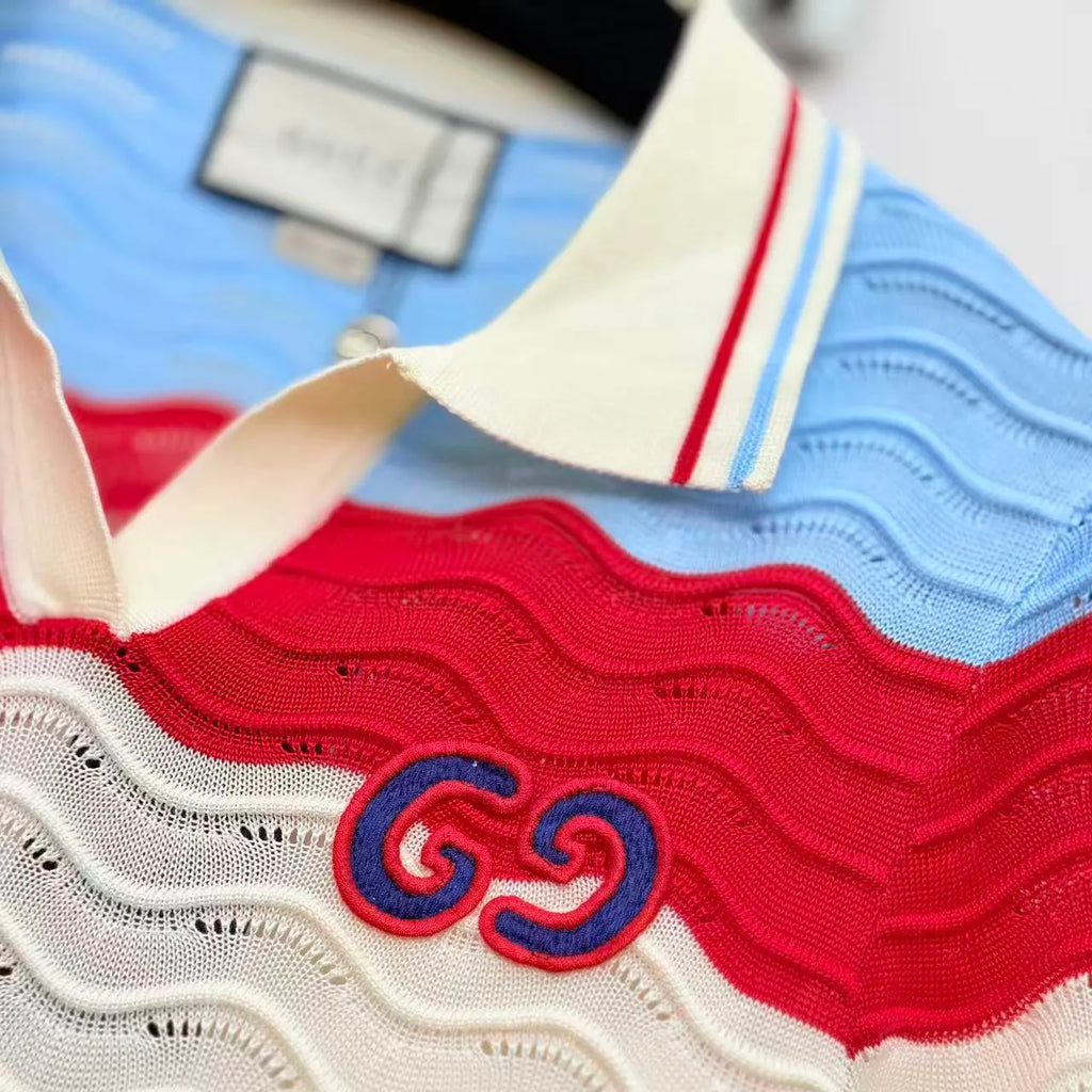 Vibrant Wavy Pattern Polo Shirt