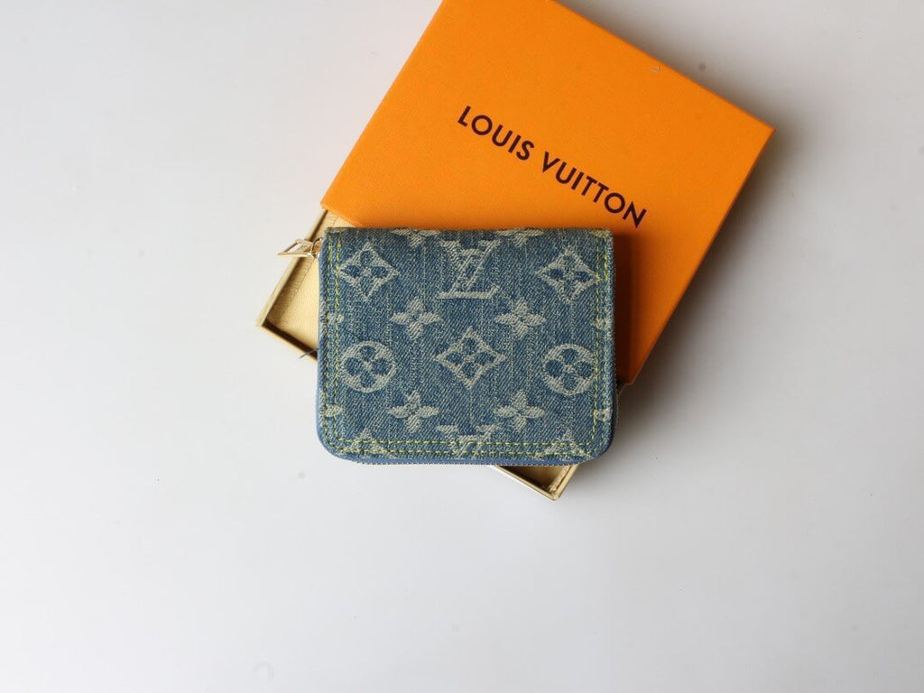 Denim All-Over Print Zip-Around Wallet