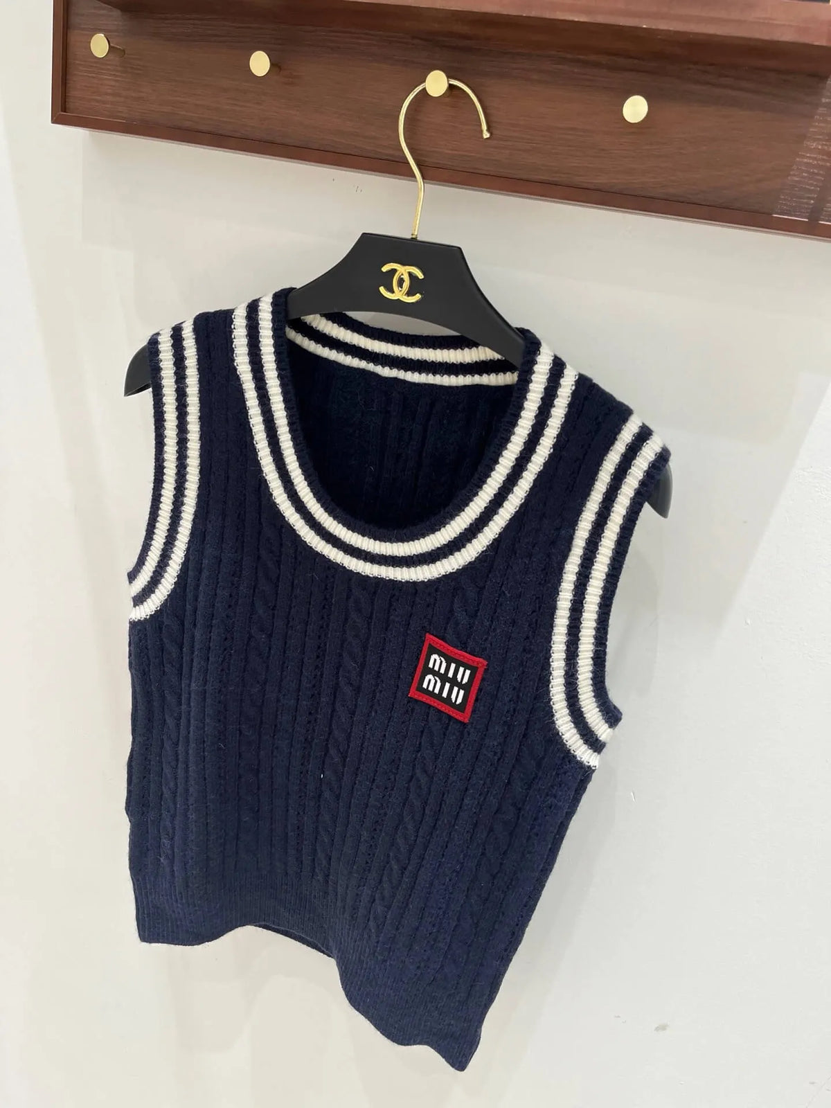 Cable Knit Striped Vest