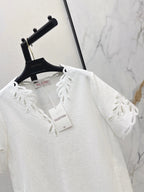 Scalloped Cutwork Hem Shift Dress