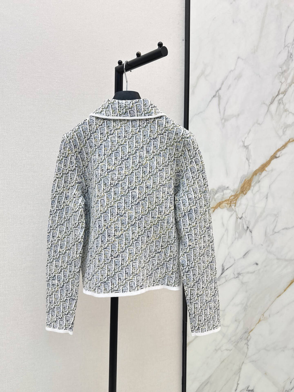 Jacquard Collared Knit Short Jacket