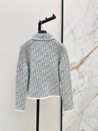 Jacquard Collared Knit Short Jacket