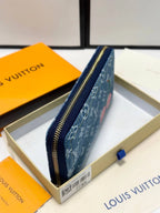 Cherry Monogram Denim Zip-Around Wallet