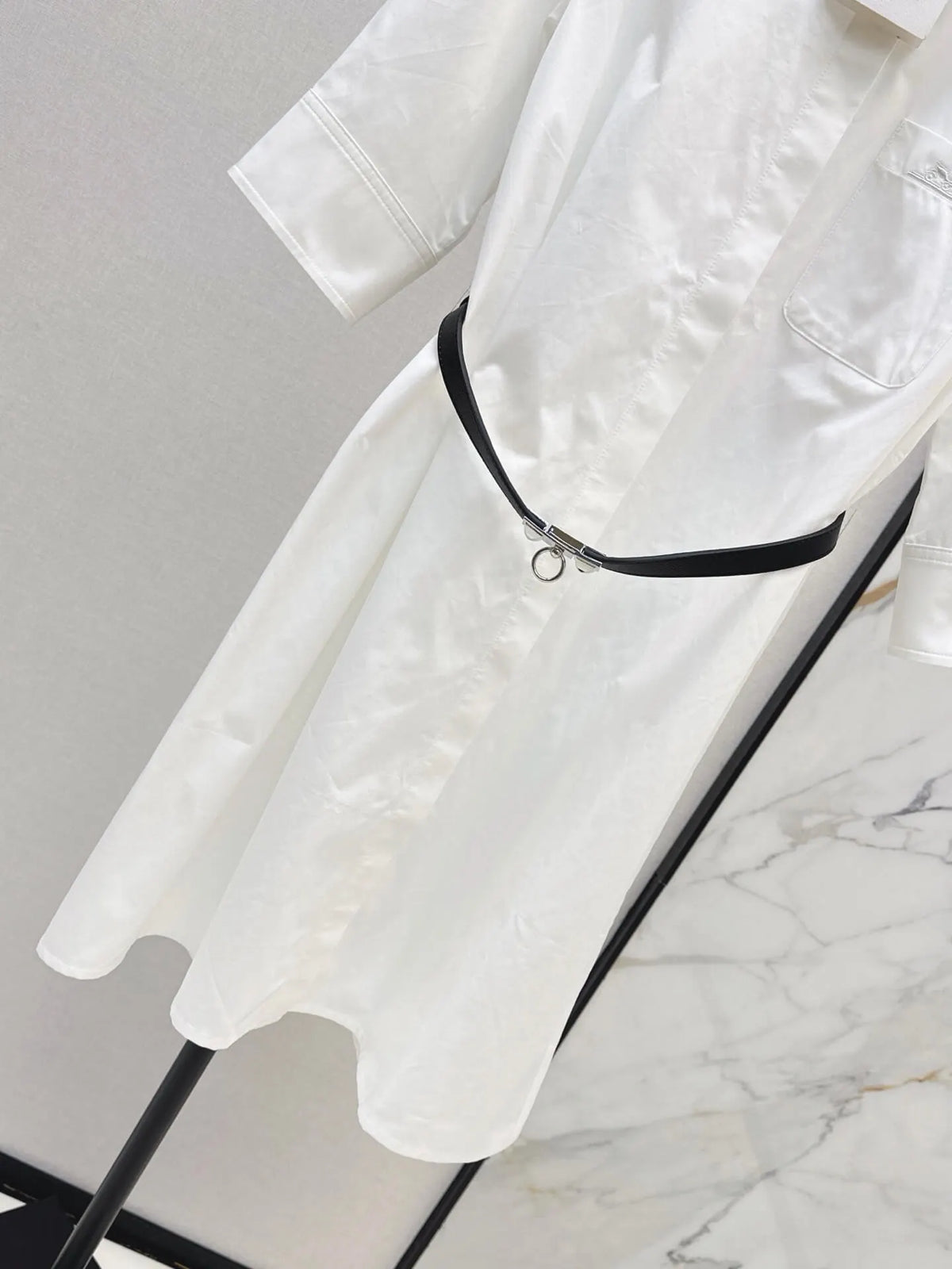 Belted Half Sleeve Shirt Mini Dress