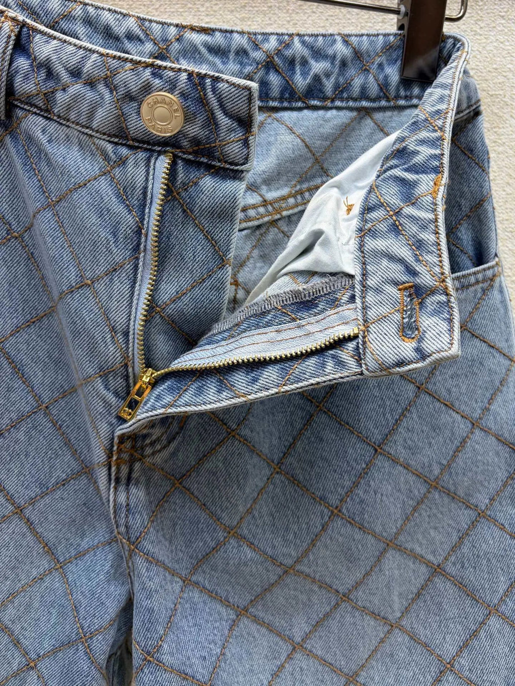 Rhombus Pattern Denim Pants