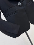 Trim Shawl Collar Fitted Suit Jacket