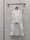 Plaid Patch Sleeveless Sweat Dress