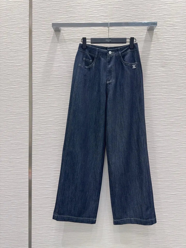 Dark Raw Denim Logo Jeans