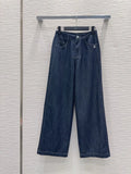 Dark Raw Denim Logo Jeans