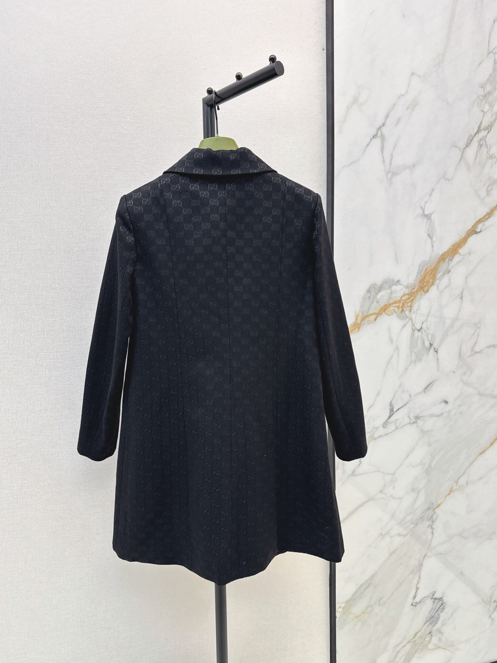 Monogram Collared Mid-Length Coat
