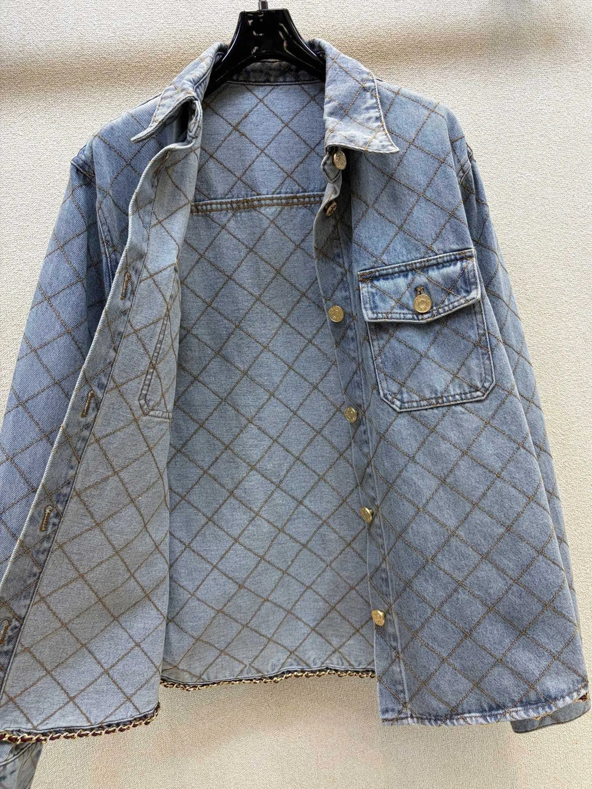 Diamond Stitch Denim Shirt Jacket