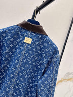 Allover Jacquard Rib Hem Denim Jacket