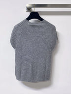 Rib Knit Cap Sleeve Crew Neck Top
