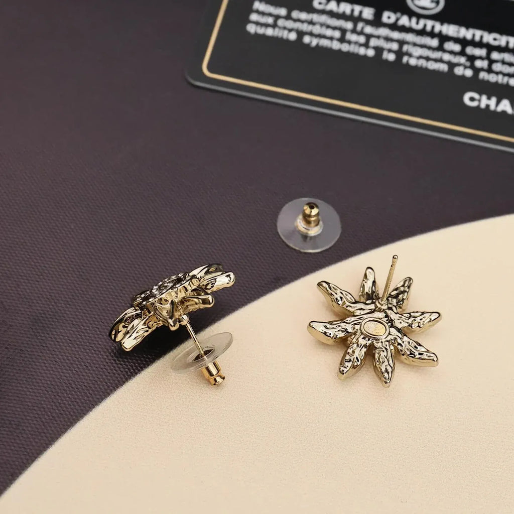 Sunflower Full-Pavé Stud Earrings