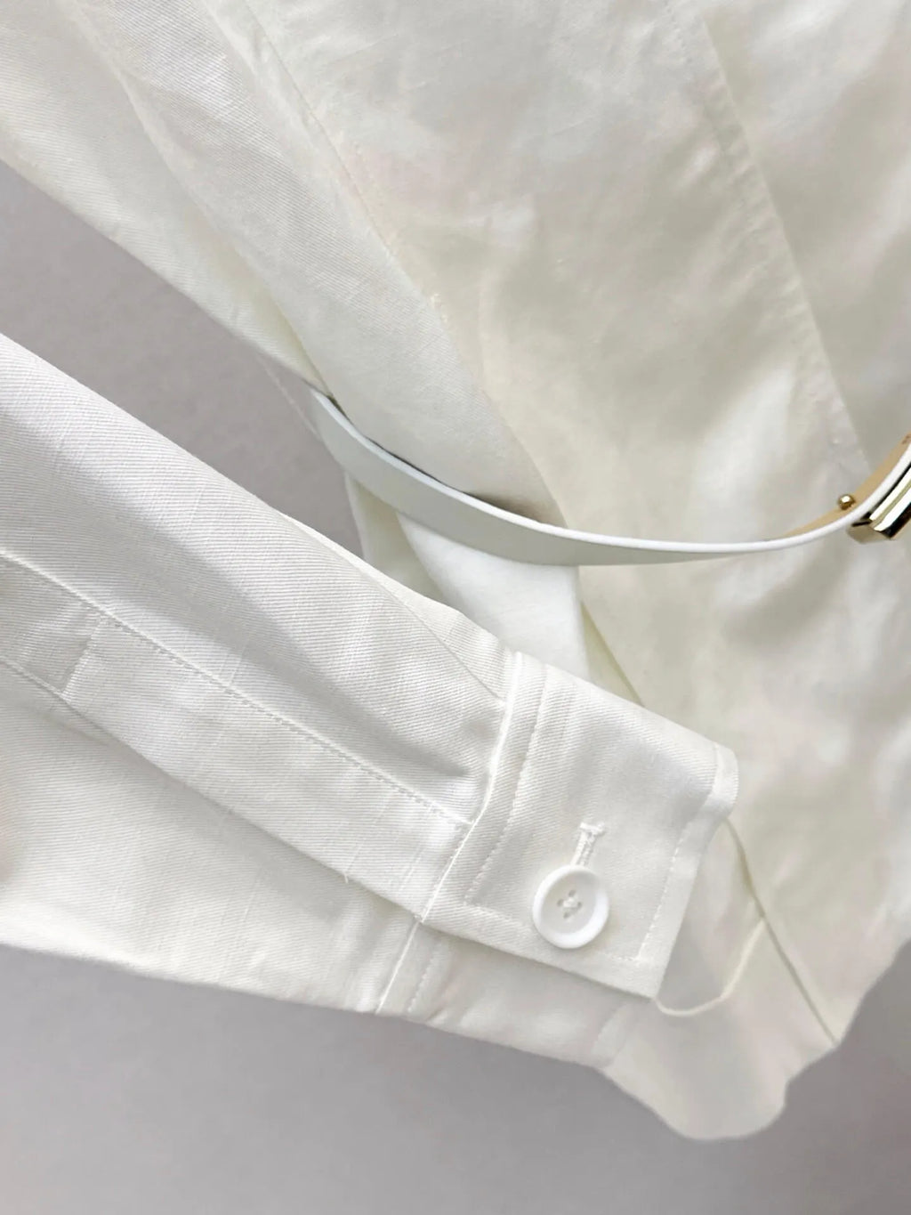 White Belted Collared Shirt