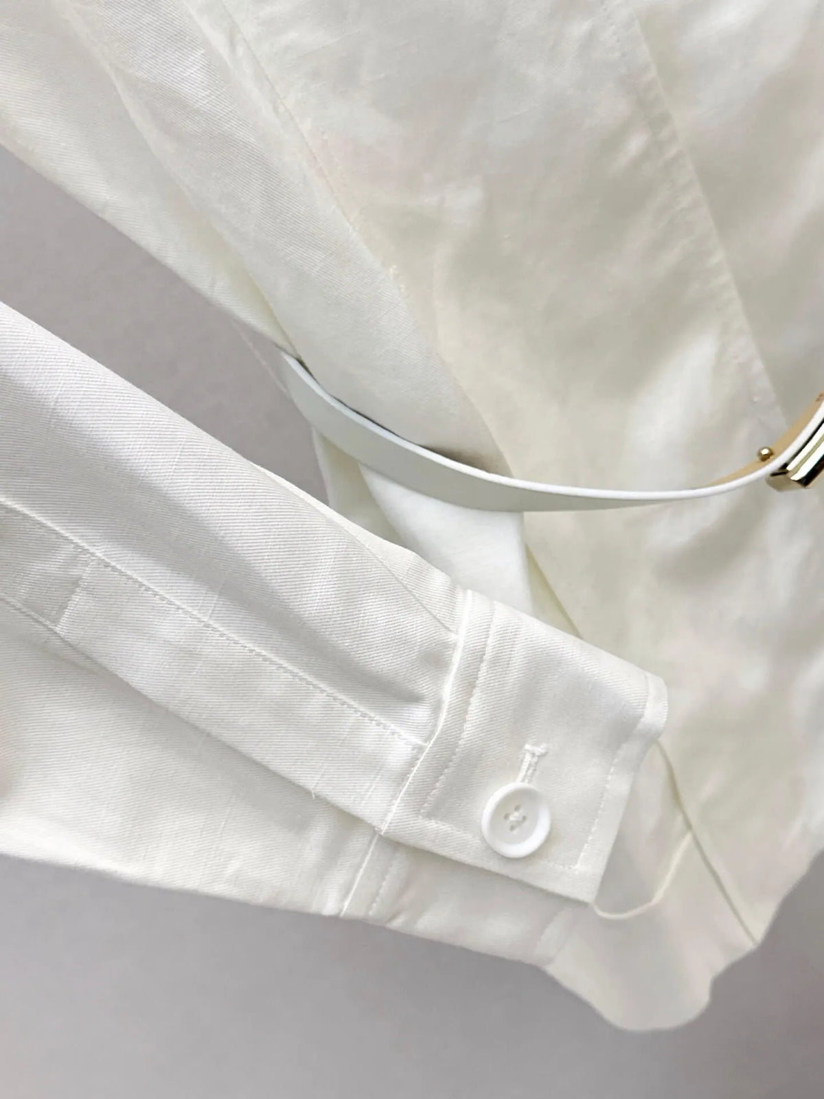White Belted Collared Shirt