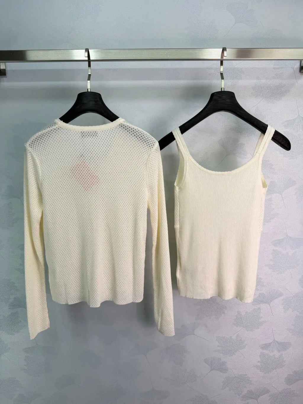 Mesh Knit Cardigan and Cami Two-Piece Set