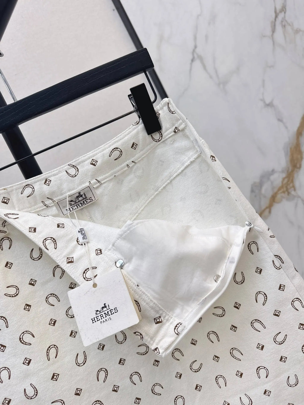 Horseshoe Print Denim Mini Skirt