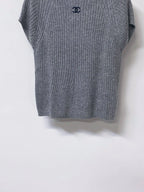 Rib Knit Cap Sleeve Crew Neck Top