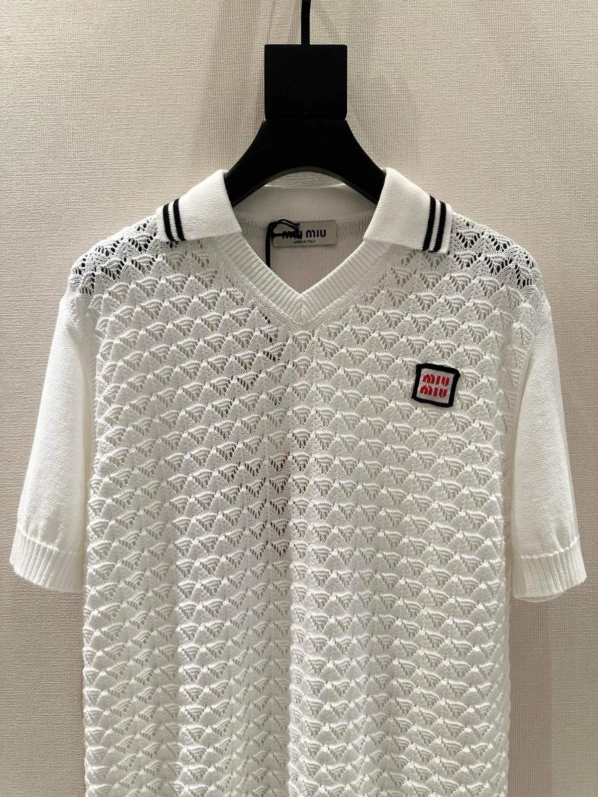 Preppy Collared Hollow Knit Top