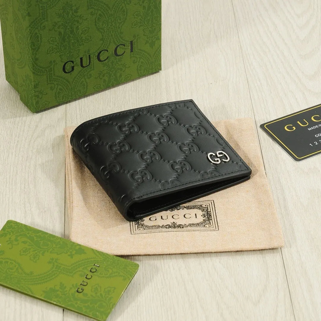 Black Embossed Short Wallet