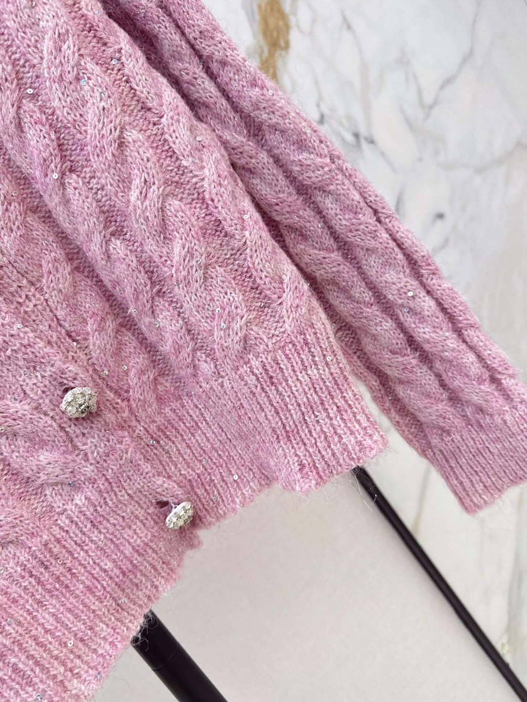 Cable Knit V-Neck Cardigan