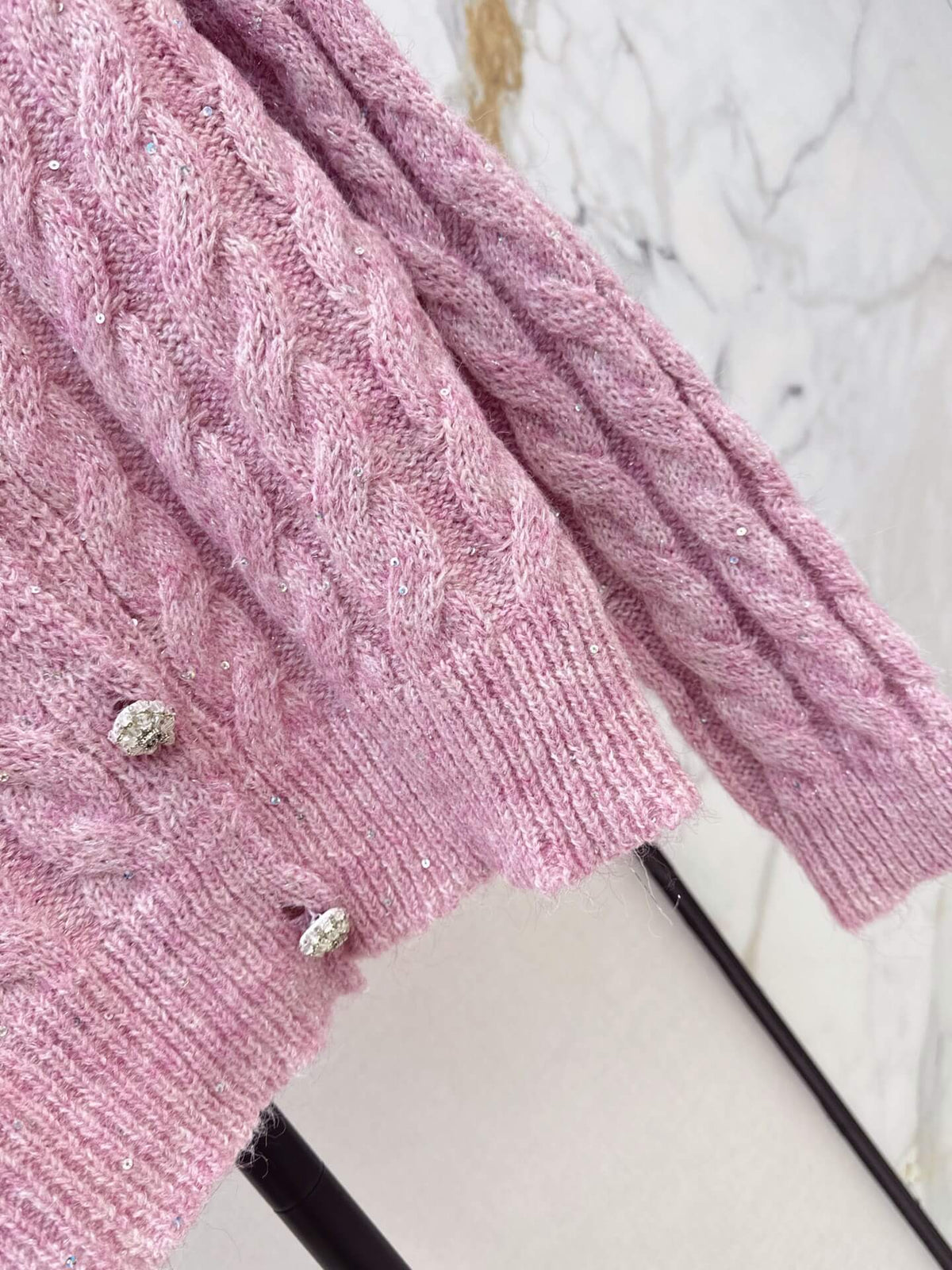 Cable Knit V-Neck Cardigan