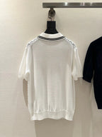 Preppy Collared Hollow Knit Top
