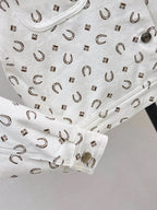Button Front Printed Crop Jacket