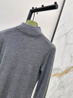 Minimal Gray Stand Collar Long Sleeve
