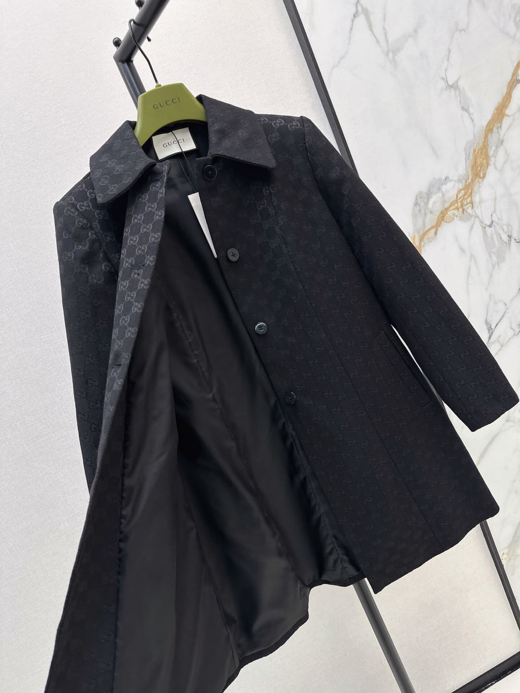 Monogram Collared Mid-Length Coat