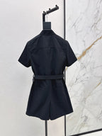 Belted Zipper Casual Jumpsuit