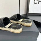 Runway Edition Leather-Patch Woven Sandals