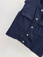 Dark Denim Vest Belted Skirt Set