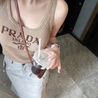 Letter Jacquard U-Neck Knitted Vest
