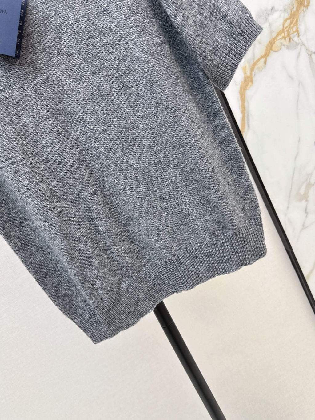 Beaded Collar Short Sleeve Knit Top