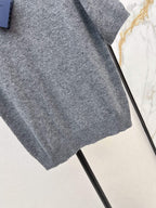 Beaded Collar Short Sleeve Knit Top