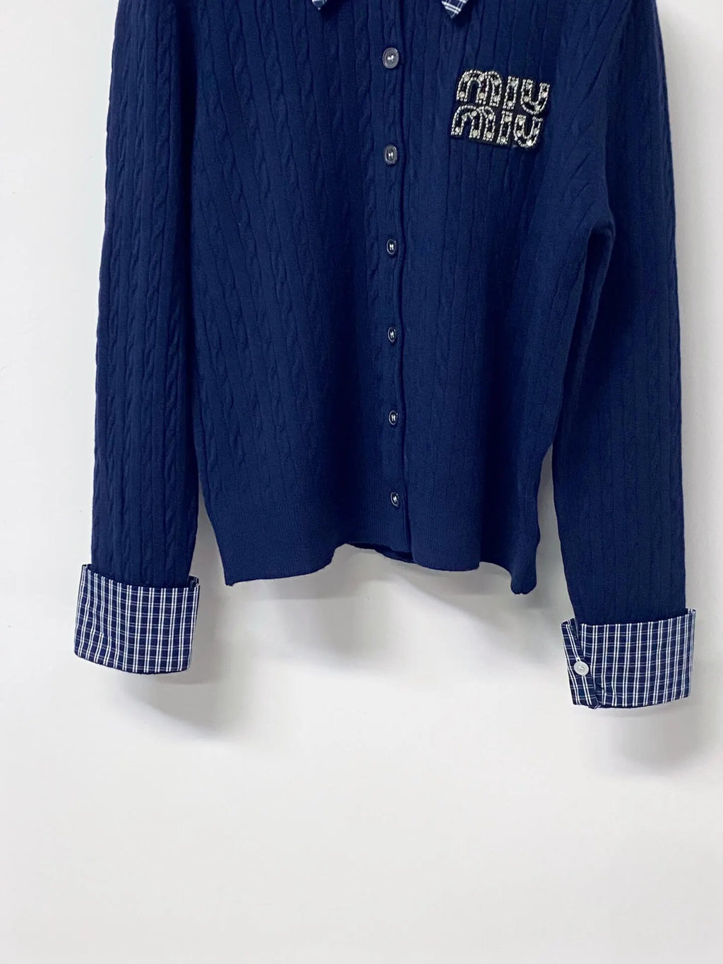 Scallop Neck Hollow Panel Rib Knit Top