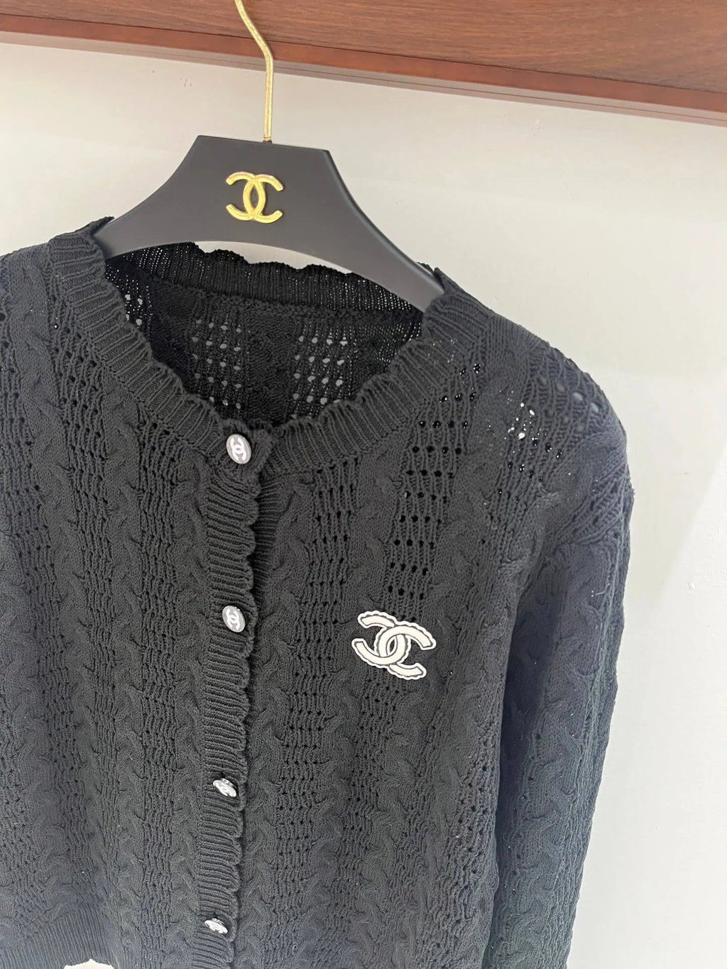 Scalloped Hollow Knit Cardigan